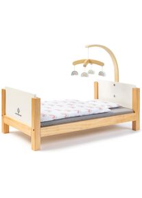 Puppenbett Musterkind "Barlia, wei&szlig;/natur", wei&szlig; (wei&szlig;, natur), Puppenm&ouml;bel, KinderB:31cm H:42cm T:55cm, Puppenbett, mit Mobile, B:31cm H:42cm T:55cm