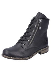 Stiefelette Rieker, Damen, Gr. 36, schwarz, Lederimitat, unifarben, Schuhe Stiefelette, Schn&uuml;rstiefelette, Schn&uuml;rboots mit Rei&szlig;verschluss an der Au&szlig;enseite