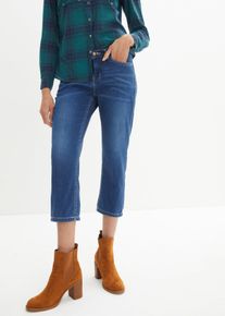 7/8-Jeans bonprix, Damen, Gr. 52, N-Gr, blau (blau used), Denim/Jeans, Obermaterial: 95% Baumwolle, 4% Polyester, 1% Elasthan, unifarben, slim fit 7/8-L&auml;nge, Jeans 7/8-Jeans, Slim fit Passform, schmale Beinform, 7/8-L&auml;nge