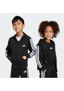 Sweatjacke adidas Sportswear "ESSENTIALS KIDS", Damen, Gr. 122, schwarz-wei&szlig; (schwarz, wei&szlig;), Obermaterial: 70% Baumwolle, 30% Polyester, normal, angesetztes B&uuml;ndchen, Sweatjacken Sweatjacke