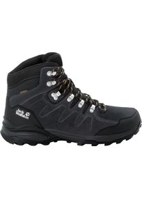 Hikingschuh Jack Wolfskin "REFUGIO TEXAPORE MID M", Herren, Gr. UK 7,5 - EU 41, Normalschaft, phantom, burlygelbxt, Obermaterial: Leder. Obermaterial 2: Textilmaterial. Futter: Polyester, Schuhe Hikingschuh
