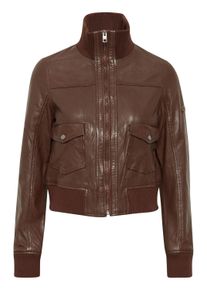 Lederjacke oxmo "Lederjacke OXDenny", Damen, Gr. 34, braun (chestnut), Obermaterial: 100% Lederfaserstoff LEAFIBTEX., Jacken Lederjacke