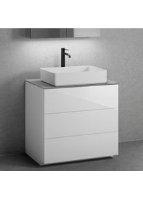 neoro n50 Meuble bas l: 80 cm, 3 tiroirs, vasque l: 58 cm, blanc mat,, BN0065WM+BN0452WH+BN0402C3,