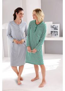 w&auml;schepur Damen Nachthemden gr&uuml;n-wei&szlig; + steingrau-wei&szlig; Gr&ouml;&szlig;e 40/42