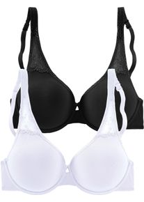 Petite Fleur Damen T-Shirt-BH in wei&szlig;+schwarz ,Gr&ouml;&szlig;e 70C, Witt, 89% Baumwolle, 6% Viskose, 5% Elasthan