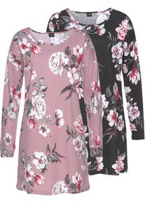 Vivance Dreams Dames Nachthemd in mauve/zwart ,maat 32/34, Witt, 100% Katoen