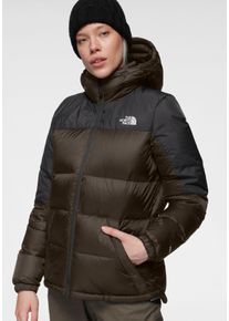 Daunenjacke The North Face "W DIABLO DOWN 2.0 HOODIE", Damen, Gr. S, braun (smokey braun schwarz heat), Obermaterial: 100% Polyester. Wattierung: 90% Daunen, 10% sonstige Federn, unifarben, hoch geschlossener Ausschnitt, Jacken Daunenjacke, f&uuml;r kalte Temperaturen, pflegeleicht, winddicht