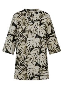 Emilia Lay - Long-Bluse mit 3/4-Arm, schwarz, Gr. 50, Leinen