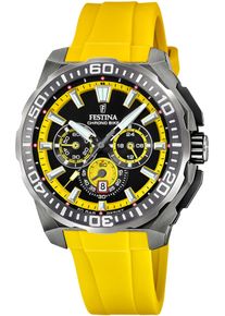 Chronograph Festina "Chrono Bike 2025", gelb (gelb, schwarz, gelb), Armbanduhren, Herren, schwarz, Chronograph, Quarzuhr, Armbanduhr, Herrenuhr, analog, Tag, Stoppfunktion