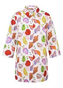 Emilia Lay - Long-Bluse mit 3/4-Arm, weiss, Gr. 48, Leinen