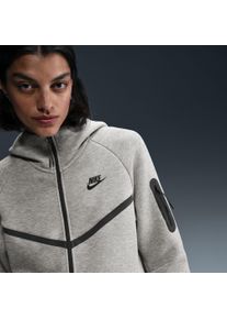 Sweatshirt Nike Sportswear "W NSW TCH FLC WR FZ HDY 2", Damen, Gr. L, grau (dk grau heat), angeraute Sweatware, Obermaterial: 53% Baumwolle, 47% Polyester, normal, Rundhals, angesetztes B&uuml;ndchen, Sweatshirts Sweatshirt, sportlicher Stil, f&uuml;r entspannte Freizeitaktivit&auml;ten