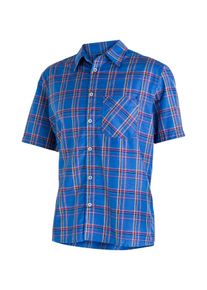 Funktionshemd Maier Sports "Mauro", Herren, Gr. 68, Normalgr&ouml;&szlig;en, blau (graublau), 85% Polyester, 15% Viscose, Hemden Funktionshemd, Herren Hemd kurzarm, karriertes Freizeithemd, Kurzarmhemd, Regular Fit
