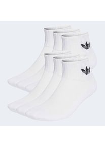 Sportsocken adidas originals "MID ANKLE, 6 PAAR", Herren, Gr. XL (46/48), wei&szlig;, Obermaterial: 65% Baumwolle, 32% Polyester, 2% Elasthan, 1% sonstige Fasern, Socken Sportsocken, f&uuml;r Laufen, 6er-Pack, mit Logodruck im Trefoil Style, kn&ouml;chellang