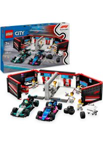 Konstruktionsspielsteine Lego "F1 Garage mit Mercedes-AMG & Alpine Rennautos (60444), Lego City", bunt, Spielbausteine, Kinder, Kunststoff, Konstruktionsspielsteine, Made in Europe