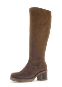 Stiefel Gabor "MILANO", Damen, Gr. 36, Normalschaft, cognac, Veloursleder, unifarben, Schuhe Stiefel, Blockabsatz, Langschaftstiefel, Rei&szlig;verschluss-Stiefel in G-Weite