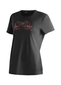 T-Shirt Maier Sports "Wilma Print", Damen, Gr. 34, schwarz, 100% Polyester, Rundhals, Shirts T-Shirt, Damen Kurzarmshirt, leichtes Sommer Funktionsshirt, Rundhals, Reg Fit