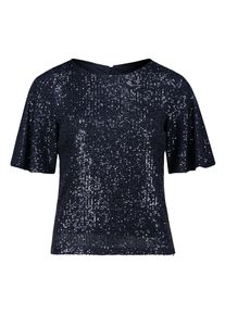 T-Shirt Vera Mont "Pailletten-Bluse mit Fl&uuml;gel&auml;rmeln", Damen, Gr. 38, blau (night sky), Obermaterial: 93% Polyester PES. 7% Elasthan EL., Shirts T-Shirt
