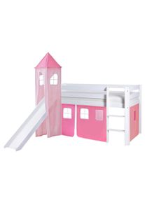 Spielbett Kasper aus Kiefer Rosa/Wei&szlig;/Hellrosa
