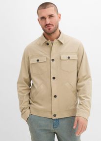 bonprix Velourslederimitat-Jacke, beige, Gr.52, Der perfekte Begleiter: Ob l&auml;ssig oder elegant, diese Jacke passt sich deinem Stil anLederimitat