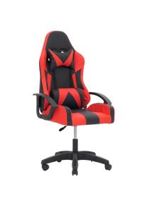 B&uuml;rostuhl HWC-N63, Schreibtischstuhl Gamingstuhl Chefsessel B&uuml;rosessel, 180kg belastbar, Kunstleder schwarz/rot