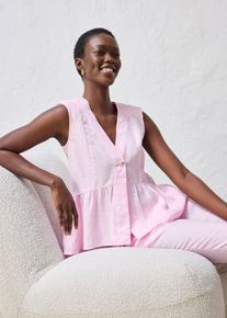 bonprix Kamizelka z czystego lnu, r&oacute;żowy, 54