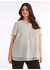 sheego Damen Tunika mit Schleifendetails an den Ballon&auml;rmeln in champagner ,Gr&ouml;&szlig;e 40, Witt, 100% Polyester