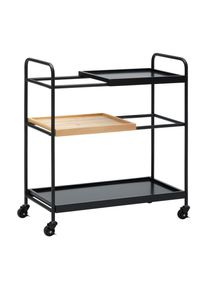 Rollwagen Giorgia Eichefarben/ Schwarz Echtholz/MDF