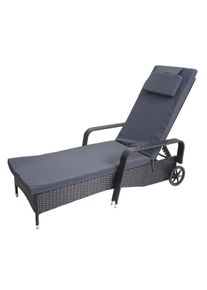 Poly-Rattan Sonnenliege Carrara, Relaxliege Gartenliege Liege, Alu ~ anthrazit, Kissen grau