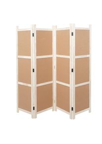 Paravent HWC-G52, Raumteiler Trennwand Sichtschutz, Pinnwand Kork ~ braun, 4 Panele 166x160cm