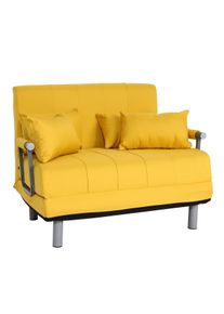 Schlafsessel HWC-K29, Klappsessel Schlafsofa G&auml;stebett Relaxsessel, Liegefl&auml;che 186x97cm Stoff (270g/m&sup2;) ~ gelb