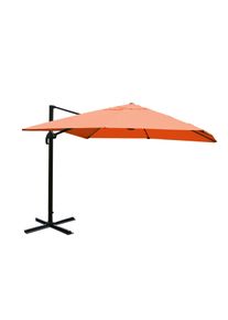 Ampelschirm HWC-A96, Gastronomie Sonnenschirm, 3x3m (&Oslash;4,24m) Polyester/Alu 23kg ~ terracotta ohne St&auml;nder, drehbar