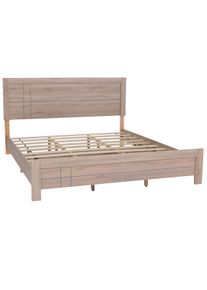 King Size Bett HWC-P44, Doppelbett Bettgestell mit Lattenrost, 180x200cm ~ Sonoma-Eiche-Optik