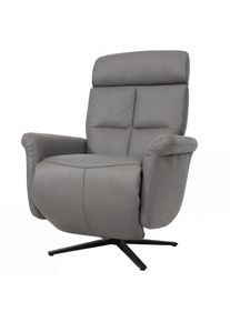 Relaxsessel HWC-L10, Design Fernsehsessel TV-Sessel Liegesessel, Liegefunktion drehbar, Voll-Leder ~ dunkelgrau