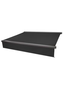 Elektrische Vollkassetten-Markise T124, 4x3m ausfahrbarer Volant ~ Polyester anthrazit, grau