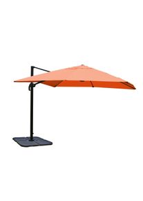 Ampelschirm HWC-A96, Gastronomie Sonnenschirm, 3x3m (&Oslash;4,24m) Polyester/Alu 23kg ~ terracotta mit St&auml;nder