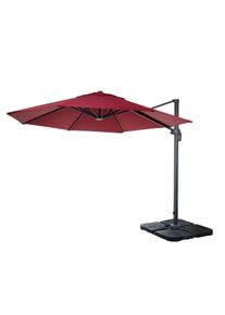 Gastronomie-Ampelschirm HWC-A96, Sonnenschirm, rund &Oslash; 3m Polyester Alu/Stahl 23kg ~ bordeaux mit St&auml;nder, drehbar