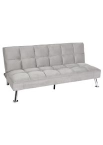 Sofa HWC-K21, Klappsofa Couch Schlafsofa, Nosagfederung Schlaffunktion Liegefl&auml;che 181x107cm ~ Samt, grau