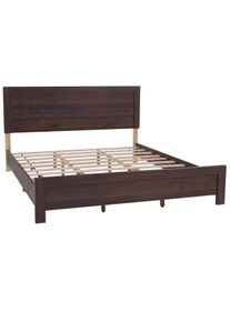 King Size Bett HWC-P44, Doppelbett Bettgestell mit Lattenrost, 180x200cm ~ Walnuss-Optik