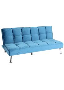 Sofa HWC-K21, Klappsofa Couch Schlafsofa, Nosagfederung Schlaffunktion Liegefl&auml;che 181x107cm ~ Samt, blau