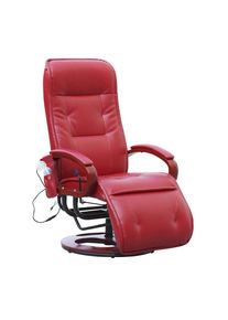 Relaxliege ARLES II, Relaxsessel Massagesessel, MIT Massage ~ Leder, rot