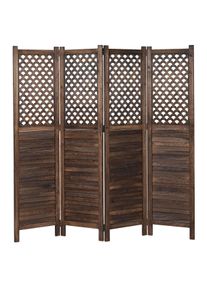 Paravent HWC-A84, Raumteiler Trennwand Sichtschutz, Ornamente 170x161cm ~ braun