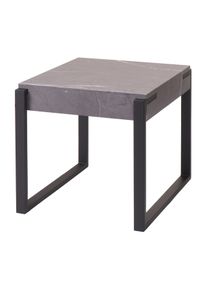 Beistelltisch HWC-L53, Kaffeetisch Nachttisch Loungetisch Couchtisch, Metall 51x50x54cm ~ Marmor-Optik grau