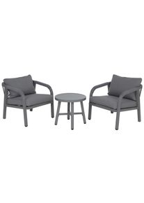 Aluminium Lounge-Set HWC-P82, Gartengarnitur Balkon-Set Stuhl Tisch, Stoff/Textil (220g/m&sup2;) ~ hellgrau