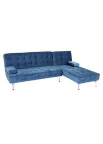 Schlafsofa HWC-K22, Couch Ecksofa Sofa, Liegefl&auml;che links/rechts Schlaffunktion 236cm ~ Samt blau