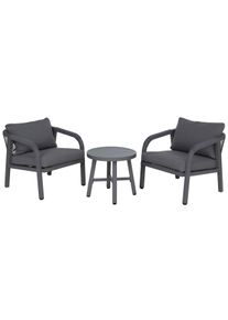 Aluminium Lounge-Set HWC-P82, Gartengarnitur Balkon-Set Stuhl Tisch, Stoff/Textil (220g/m&sup2;) ~ dunkelgrau