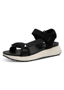 Riemchensandale Tamaris, Damen, Gr. 37, schwarz, Textil, Schuhe Riemchensandale, Plateau, Sandalette, Trekkingsandale, verstellbare Klettverschl&uuml;sse