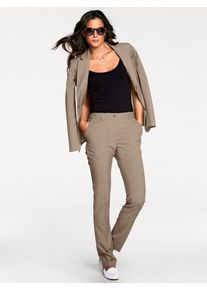 Hosenanzug Heine, Damen, Gr. 36, Normalgr&ouml;&szlig;en, grau (taupe), 77% Polyester, 20% Viskose, 3% Elasthan, Anz&uuml;ge Hosenanzug