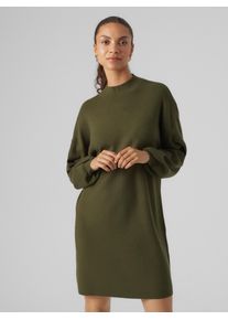 V&eacute;ro Moda Strickkleid VERO MODA "VMNANCY LS FUNNELNECK DRESS GA NOOS", Damen, Gr. L, N-Gr, gr&uuml;n (rifle gr&uuml;n), Feinstrick, Obermaterial: 52% Viskose, 28% Polyester, 20% Nylon, unifarben, loose fit, Rippb&uuml;ndchen, Kleider Strickkleid