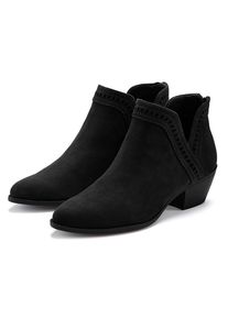 Cowboy Stiefelette Lascana, Damen, Gr. 41, schwarz, Obermaterial: 100% Textilmaterial. Decksohle: 100% Lederimitat. Futter: 100% Textilmaterial. Laufsohle: 100% Synthetik, unifarben, Schuhe Cowboy Stiefelette, Cowboy Boots, Western Stiefelette, Ankleboots mit Ausschnitt VEGAN