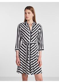 Hemdblusenkleid Y.A.S "YASSAVANNA 3/4 SHORT SHIRT DRESS S. NOOS", Damen, Gr. M, N-Gr, wei&szlig; (star wei&szlig; stripes:with schwarz stripes), Web, Obermaterial: 100% Viskose, gestreift, V-Ausschnitt, Kleider Hemdblusenkleid, Sommerkleid